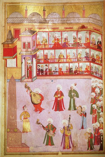 TSM H.1344 راقص وموسيقيون يلعبون في المهرجان ، 1582-83 بواسطة ليفني