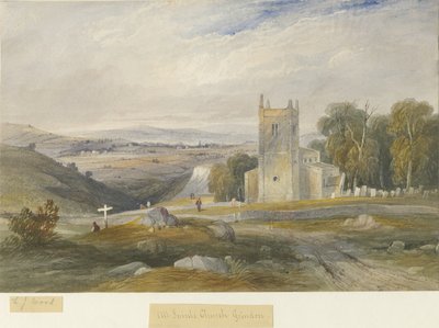 كنيسة جريندون: لوحة ألوان مائية ، بدون تاريخ [c1830-1845] بواسطة لويس جون وود
