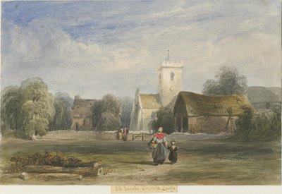Leigh Church: رسم بالألوان المائية ، بدون تاريخ [c1830-1840] بواسطة لويس جون وود