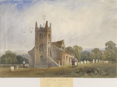 كنيسة ميربروك - "سانت ماثيو": الرسم بالألوان المائية ، بدون تاريخ [c1830-1840] بواسطة لويس جون وود