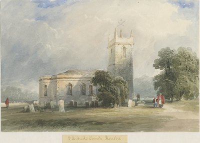 كنيسة Rocester: الرسم بالألوان المائية ، بدون تاريخ [c1830-1840] بواسطة لويس جون وود