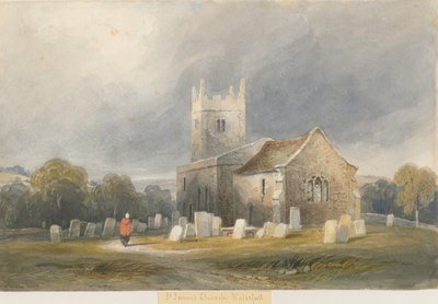 Waterfall Church: لوحة ألوان مائية ، بدون تاريخ [c1830-1840] بواسطة لويس جون وود