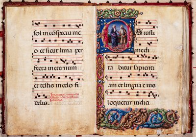 مكتبة Piccolomini: كتاب جوقة ، سمك القد. 17.2 ، صص. 30 ظ - 31 و مع "اثنان من القديسين الناسك" ، بقلم ليبرالي دا فيرونا (حوالي 1445 - 1527/9). بواسطة الليبراليون دا فيرونا