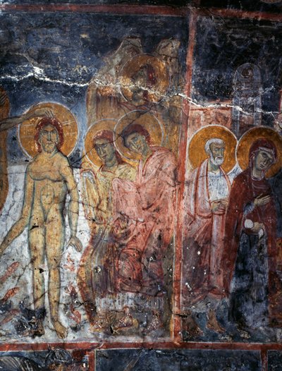 Christ, Madonna and Saints, fresco in monastery of Agios Georgios, Diavaide, Crete, Greece (photo) بواسطة غير معروف غير معروف