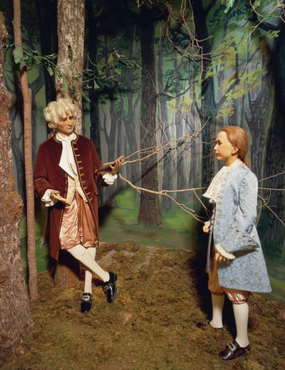 France, Chateau de Chenonceau, Loire Valley, Jean Jacques Rousseau giving lesson in grounds of Chenonceau to Claude Dupin
