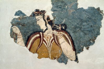 Fresco fragment depicting female figure, from Mycenae, Greece, Mycenaean civilization بواسطة غير معروف غير معروف