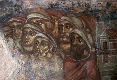 Fresco with group of men, Byzantine Church of Ayios Stephanos, Drakona, Crete, Greece (photo) بواسطة غير معروف غير معروف