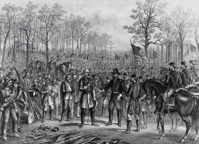 General Robert Lee surrendering to General Ulysses Grant at Appomattox, April 9 بواسطة غير معروف غير معروف