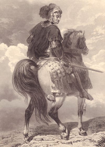 Italian military leader and politician Gian Giacomo Trivulzio (1440-1518), engraving, 22x16 cm, from Galerie Historique de Versailles, Histoire de France, Charles Gavard Publisher, Paris, circa 1840 بواسطة غير معروف غير معروف
