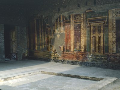 Italy, Campania, Oplonti, archaeological area of Torre Annunziata, Roman Villa Poppaea, Frescoes with architectural motifs in Second Pompeian Style بواسطة غير معروف غير معروف