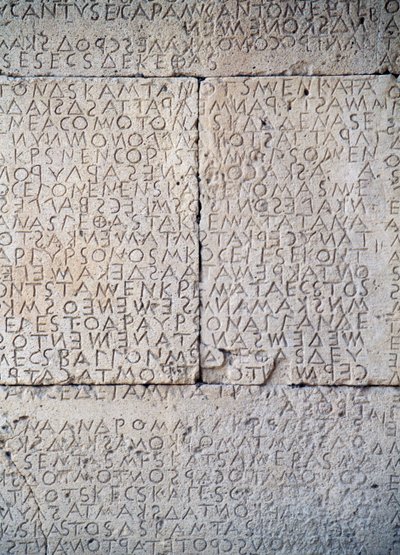 Law code of Gortyn, Doric inscriptions on stone slabs, Gortyn, Crete, Greece, Greek civilization, 5th century BC, Detail (photo) بواسطة غير معروف غير معروف