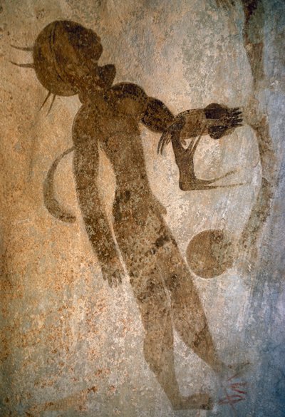 Man swimming, rock painting, Tassili n