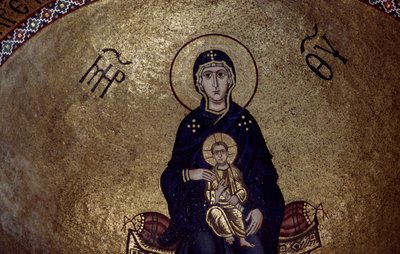 Mosaic of Virgin Mary from inside Hosios Loukas Monastery,Greece, founded in early 10th century بواسطة غير معروف غير معروف