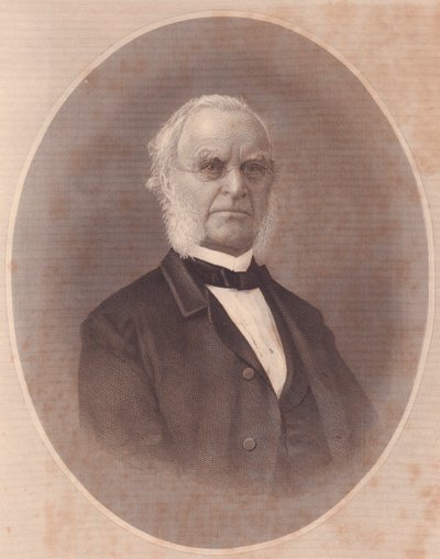 Portrait of American Methodist Bishop Joseph Holdich (1794-1893), engraving from ladies