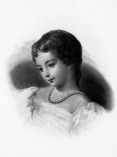 صورة أوغوستا أدا بايرون ، كونتيسة لوفليس (1815-1852) ، عالمة رياضيات وكاتبة إنجليزية ، تعتبر أول مبرمجة كمبيوتر ، نقش بواسطة غير معروف غير معروف