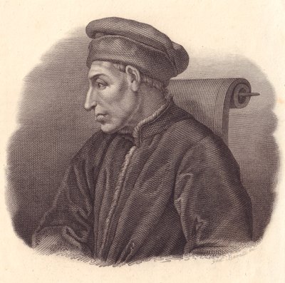 صورة لكوزيمو دي جيوفاني دي ميديشي ، المعروف أيضًا باسم إلدر أو باتر باتريا (1389-1464) ، نقش نحاسي بواسطة جي باساتي من لوحة بونتورمو بواسطة غير معروف غير معروف
