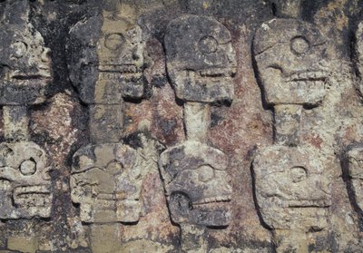 Relief depicting human skulls, detail of the Tzompantli, or Wall of Skulls, archaeological site of Chichen Itza (UNESCO World Heritage Site بواسطة غير معروف غير معروف