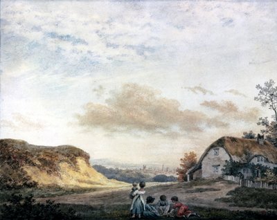 Rural landscape by Luke Howard with children playing by a cottage, c 1808-1811 بواسطة غير معروف غير معروف