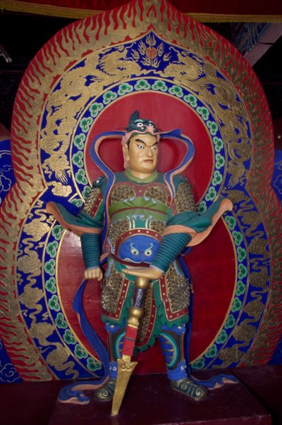 Statue of a warrior inside the wooden Pagoda of Yingxian (or Sakyamuni Pagoda) near Datong, China. Chinese civilization بواسطة غير معروف غير معروف