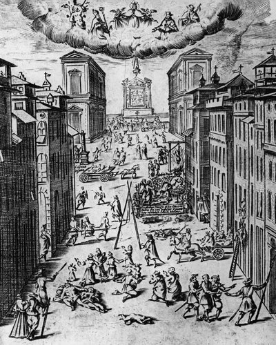 The plague in Milan in 1630, etching, Italy بواسطة غير معروف غير معروف