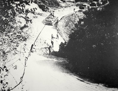 View of the Ho Chi Minh Trail in Laos (b/w photo) بواسطة غير معروف غير معروف
