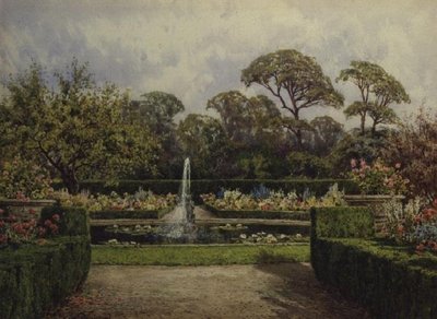 حديقة Lily Pond مع بركة دائرية ونافورة كروب (ألوان مائية وغواش) بواسطة ليليان ستانارد