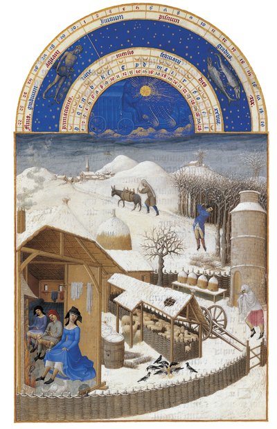 فبراير الساعات الغنية جدا لدوق بيري ، 1412-1416. بواسطة ليمبورغ اخوان