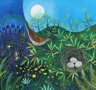 Thrush، 2019 (أكريليك على ورق) بواسطة Lisa Graa Jensen