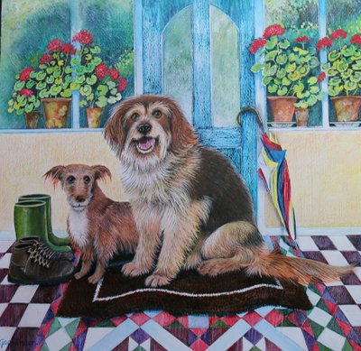 Time for Walkies ، 2021 ، (أكريليك على ورق) بواسطة ليزا جراا جنسن