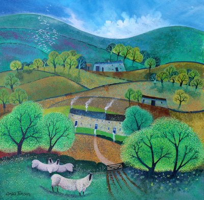 يوركشاير ديلز 2016 (أحبار أكريليك على ورق) بواسطة Lisa Graa Jensen