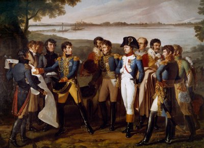 أمر نابليون الأول بوضع جسر فوق نهر الدانوب في Ebersdorf في 19 مايو 1809. يقدم الجنرال Henri Gatien Bertrand (1773-1844) خطط الجسر للمرور عبر جزيرة Lobau "التفاصيل". لوحة لودوفيكو فينوتي (نشط بين 1799-1810) بواسطة لودوفيكو فينوتي