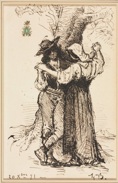 الزوجان يداعبان الشجرة ، 1871. بواسطة ليون بونات