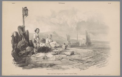 ثلاثة أطفال يلعبون في الخليج تمثيلات الحياة الريفية (عنوان المسلسل) لا كامباني. Études varieés aux deux Crayons (عنوان السلسلة على الكائن) بواسطة فرانسوا ديلارو