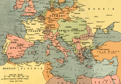 "أوروبا الوسطى والبحر الأبيض المتوسط" ، 1919. بواسطة معهد لندن الجغرافي