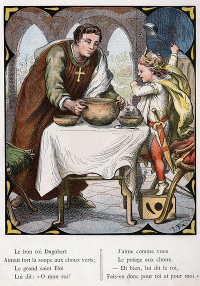 رسم لورنز فروليتش (1820-1908) للأغنية الشعبية "The Good King Dagobert". الطبعة J. Hetzel. حوالي 1880. بواسطة لورنس فروليتش