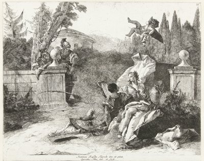 رينالدو وأرميدا يتجسس عليهما أوبالدو وكارلو بواسطة Lorenzo Baldissera Tiepolo