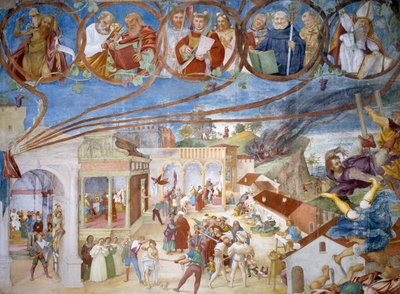Martyrdom of Saint Barbara, detail from Stories of Saint Barbara بواسطة لورينزو لوتو