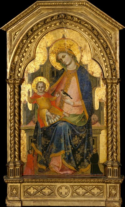 مادونا والطفل المتوج مع اثنين من المتبرعين ، كاليفورنيا. 1360-65. بواسطة لورينزو فينيزيانو