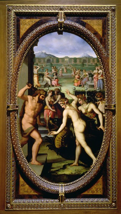 هرقل يقتل تنين هيسبريدس 1572 (زيت على حجر الأردواز) بواسطة Lorenzo dello Sciorina