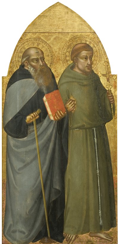 القديس فرنسيس وأنتوني أبوت ، حوالي 1400 (تمبرا وذهب على لوح ، ليموني) بواسطة Lorenzo di Bicci