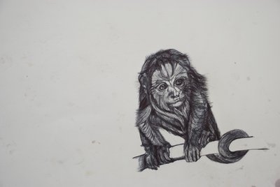 Monkey Business، 2016، (bic biro on paper) بواسطة لو جيبس