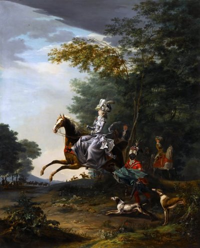 ماري أنطوانيت 1755-1793 الصيد بالكلاب بواسطة لويس أوغست برون دي فيرسوا