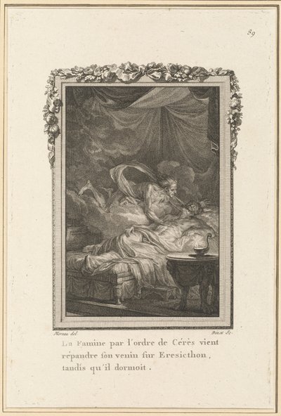 تأتي المجاعة بأمر من سيريس لتنشر سمها على إريسيكثون أثناء نومه بواسطة Louis Binet after Jean Michel Moreau