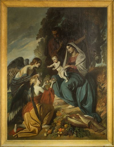 الملائكة يغذون العائلة المقدسة. زيت على قماش من تصميم لويس بولانجر (1806-1867) ، صحن كاتدرائية سينس بواسطة لويس بولانجر