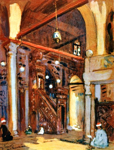 من الداخل المسجد المؤيد ، القاهرة ، مصر ، 1928 بواسطة لويس كابانيس