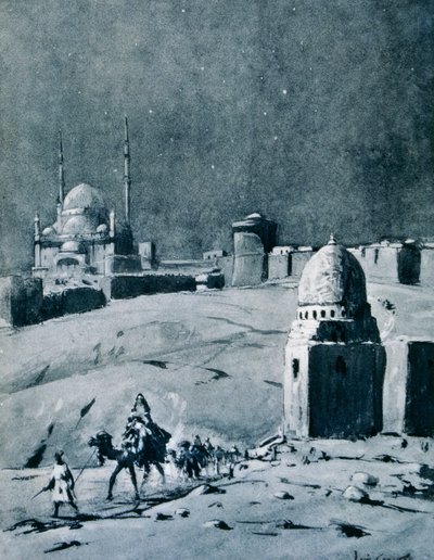 مسجد محمد علي تحت ضوء القمر ، القاهرة ، مصر ، 1928 بواسطة لويس كابانيس