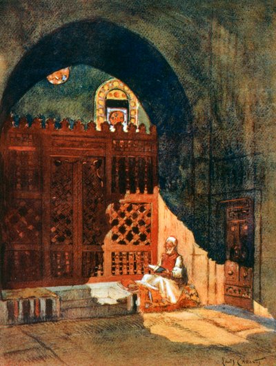 قراءة القرآن في مسجد ، القاهرة ، مصر ، 1928 بواسطة لويس كابانيس