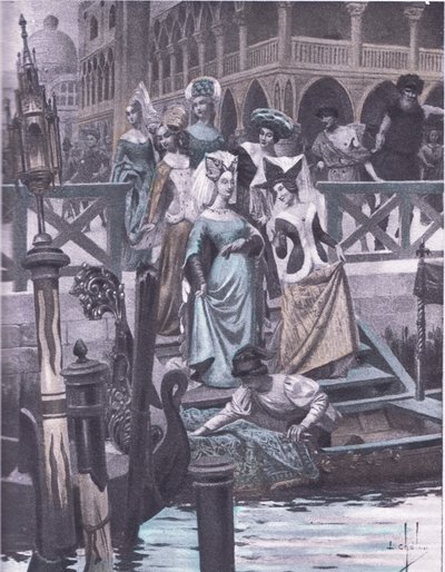 الأوز الأخضر ، رسم توضيحي من Decameron of Boccaccio نشرته Navarre Society 1930 (litho) بواسطة لويس شالون