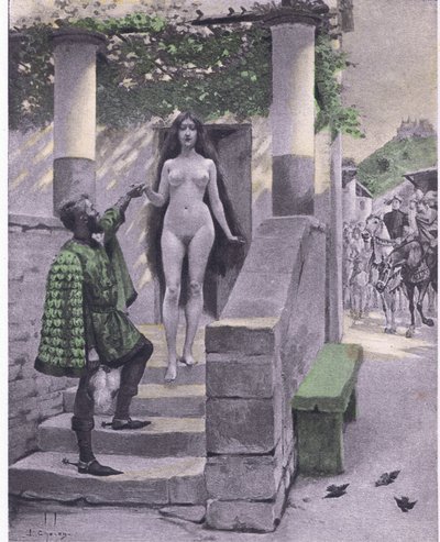 Griselda ، رسم توضيحي من Decameron of Boccaccio نشرته Navarre Society 1930 (litho) بواسطة لويس شالون