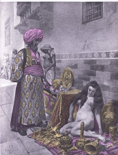 Osbech والأسرى ، رسم توضيحي من Decameron of Boccaccio نشرته Navarre Society 1930 (litho) بواسطة لويس شالون